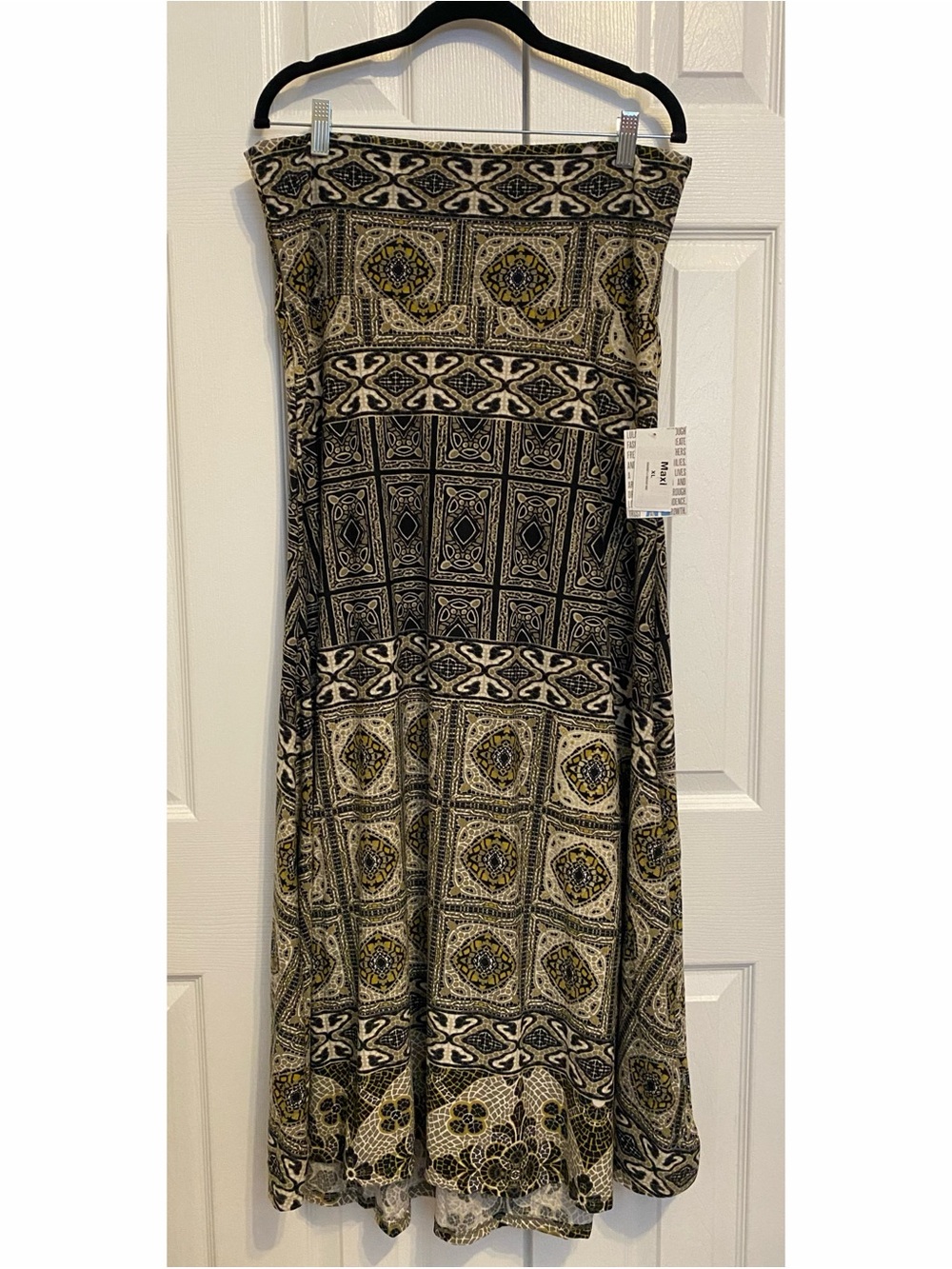 LULAROE- Maxi Skirt Olive Green Print size XL